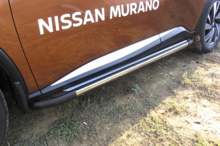 Nissan MURANO 2016- Пороги алюминиевые "Luxe Black" 1800 черные